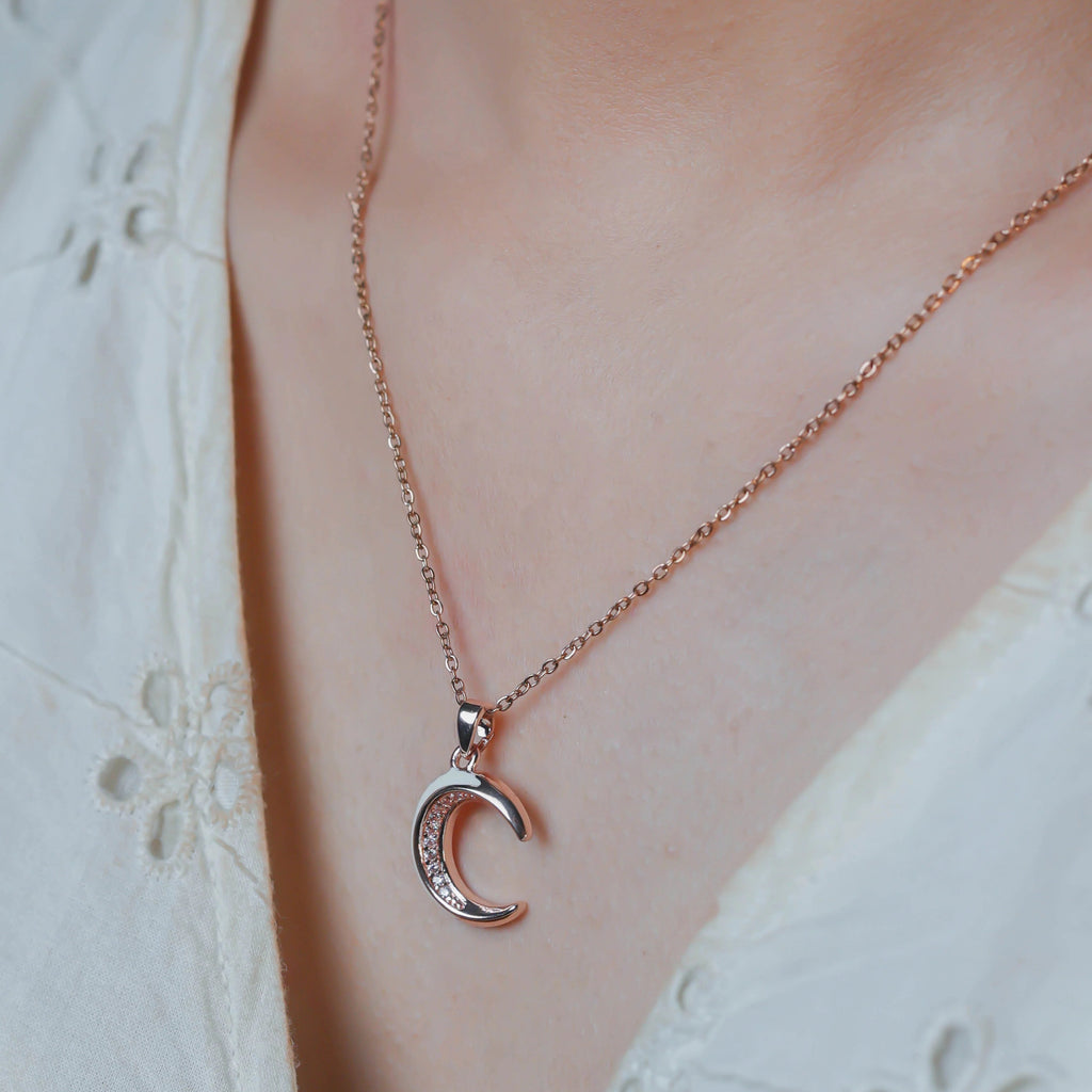 Mystic Moon Pendant Rose Gold Necklace