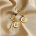 Rosette Enamel Gold Earrings