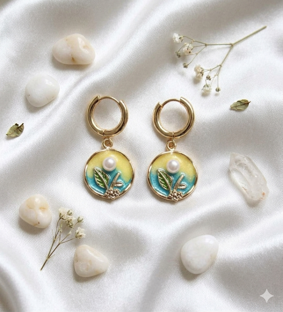 Dreamy Meadow Hoops Gold Earrings
