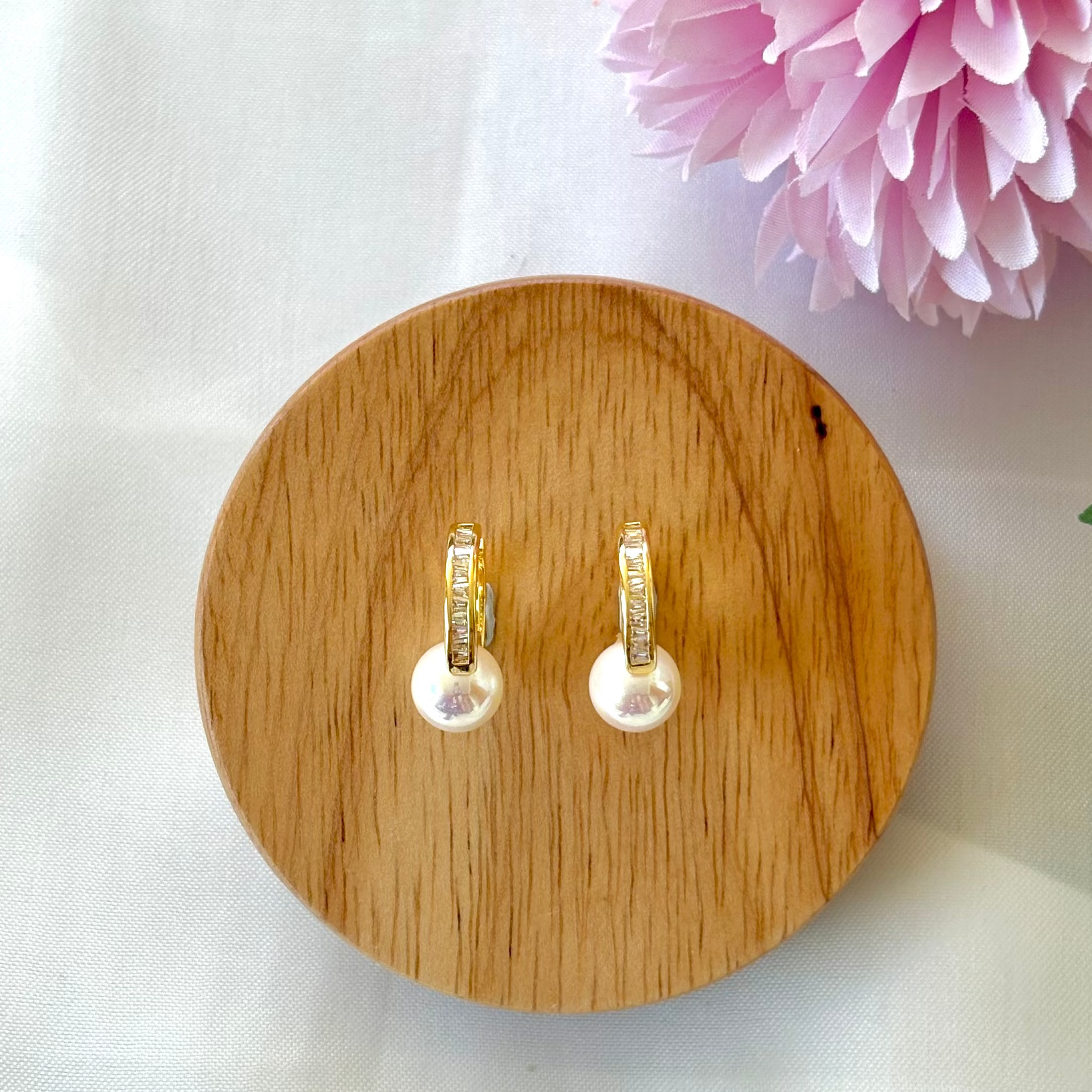 Gold Gilded Pearl Lobe Drops