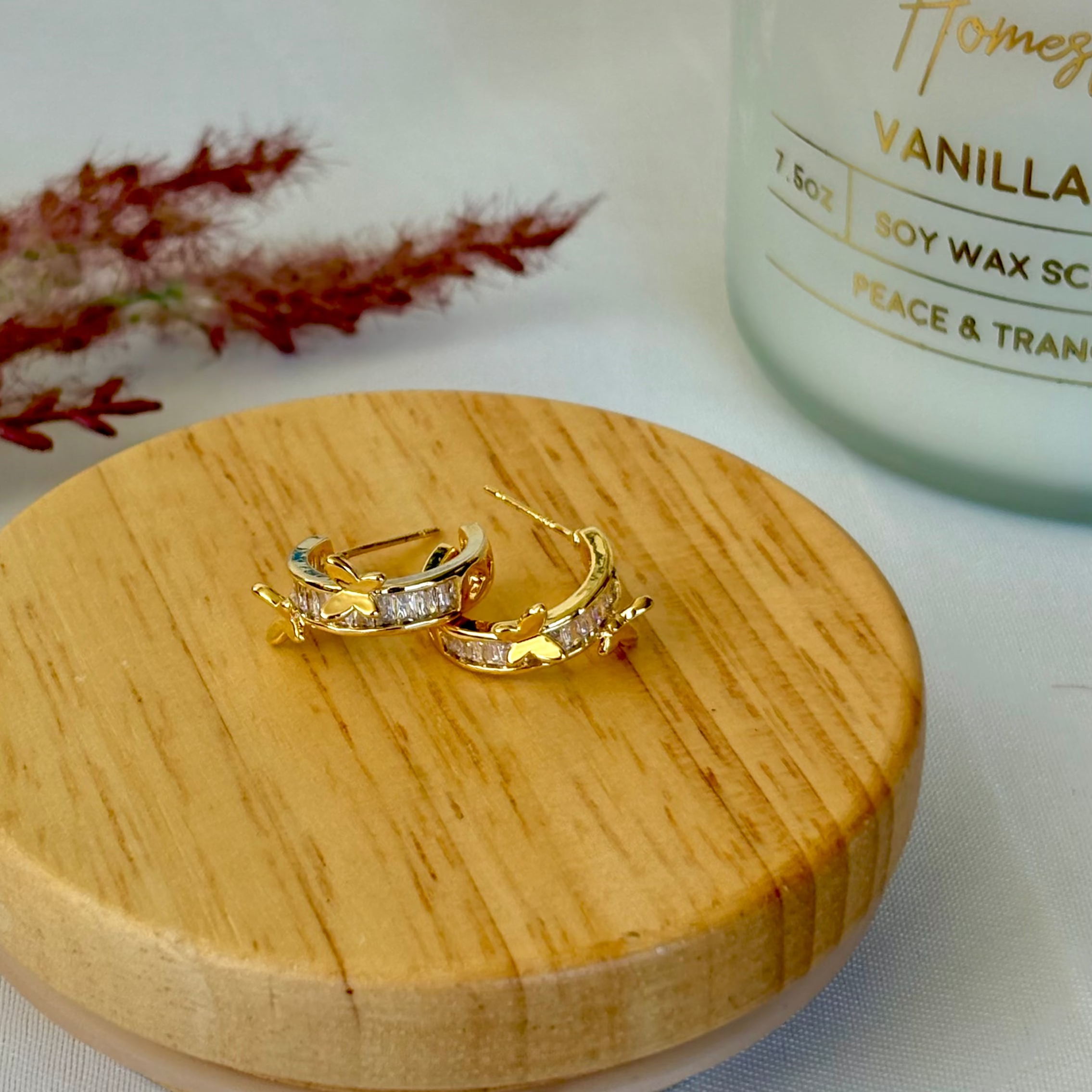 Golden Butterfly Hoops