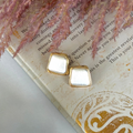Rectangle Halo Pearl Earrings