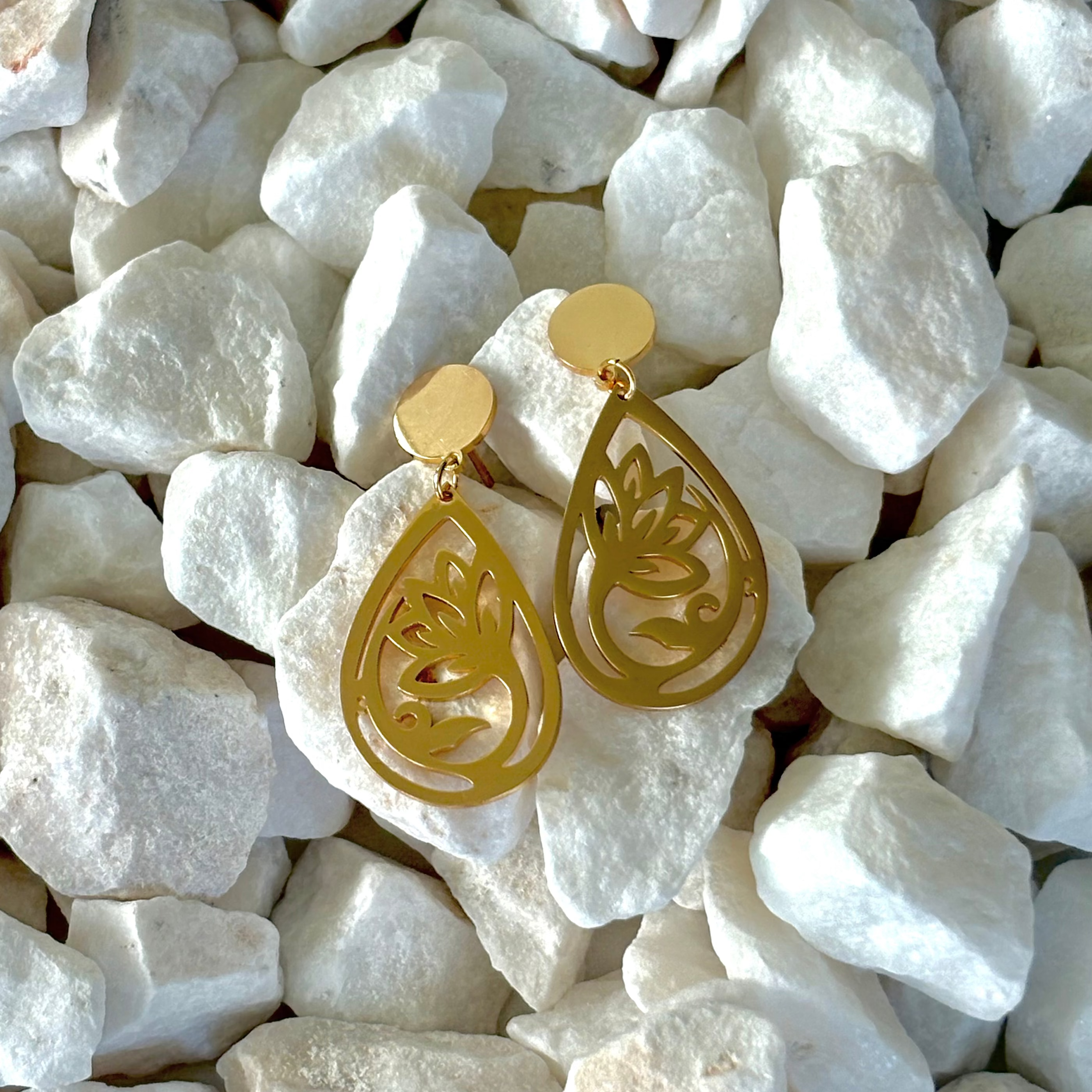 Golden Lotus Earrings