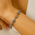 Blue Eye Beaded Silver Bracelet