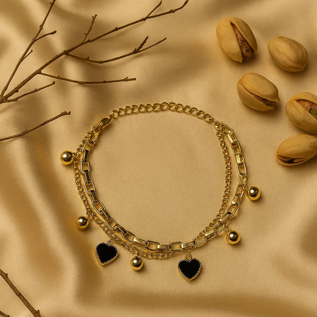 Midnight Heart Gold Bracelet