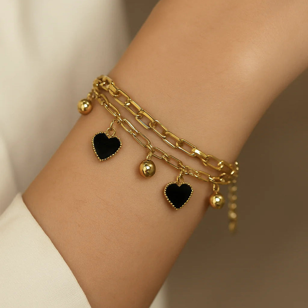 Midnight Heart Gold Bracelet