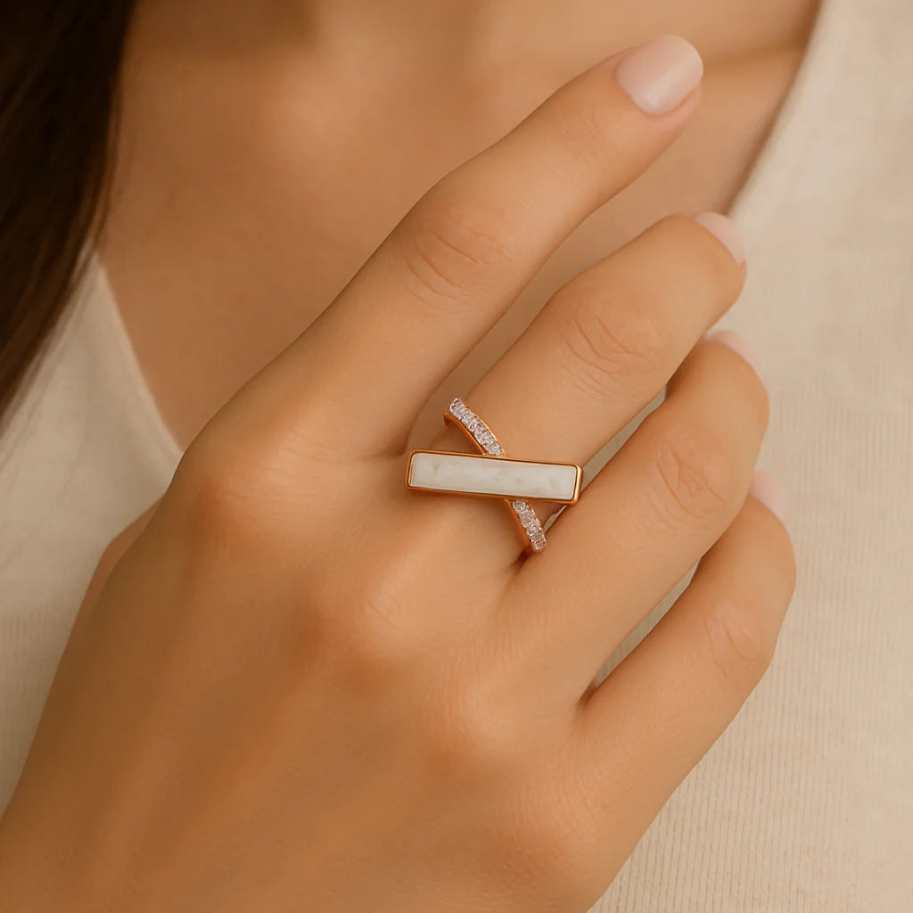Rose Gold Criss-Cross Statement Ring